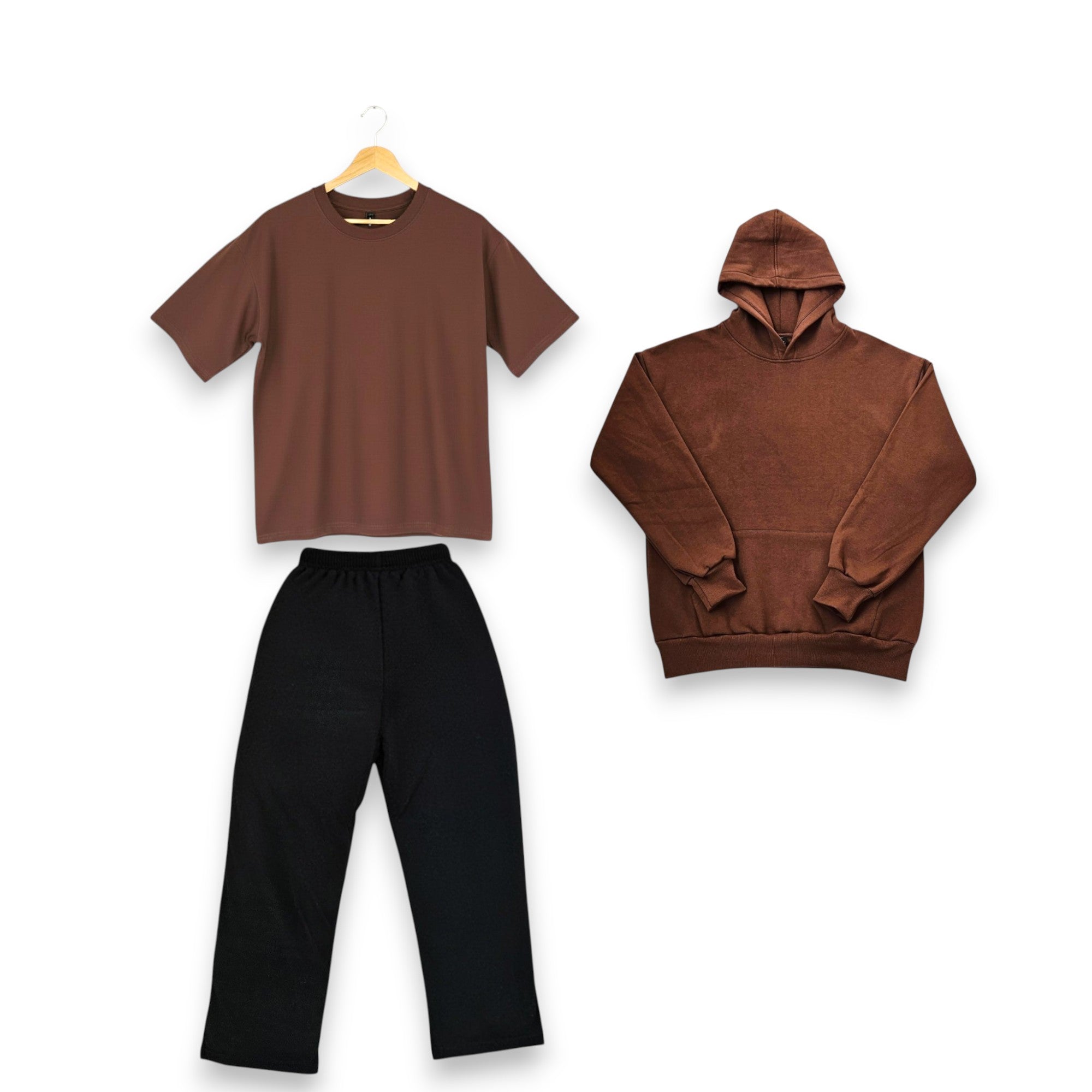 Combo Vosse Relaxed Latte (Jogger + Hoodie + Remera over)