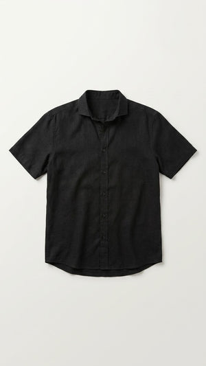 Camisa de lino Negra - Manga corta