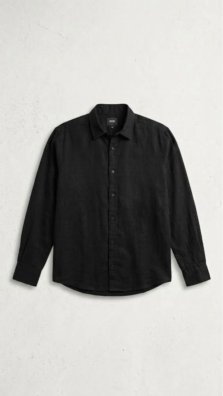Camisa de lino Negra - Manga larga