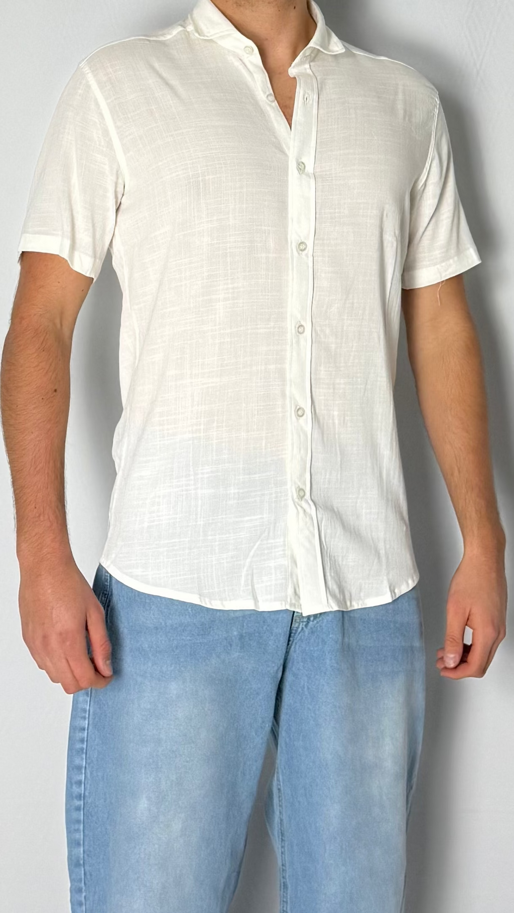 Camisa de lino Off White - Manga corta