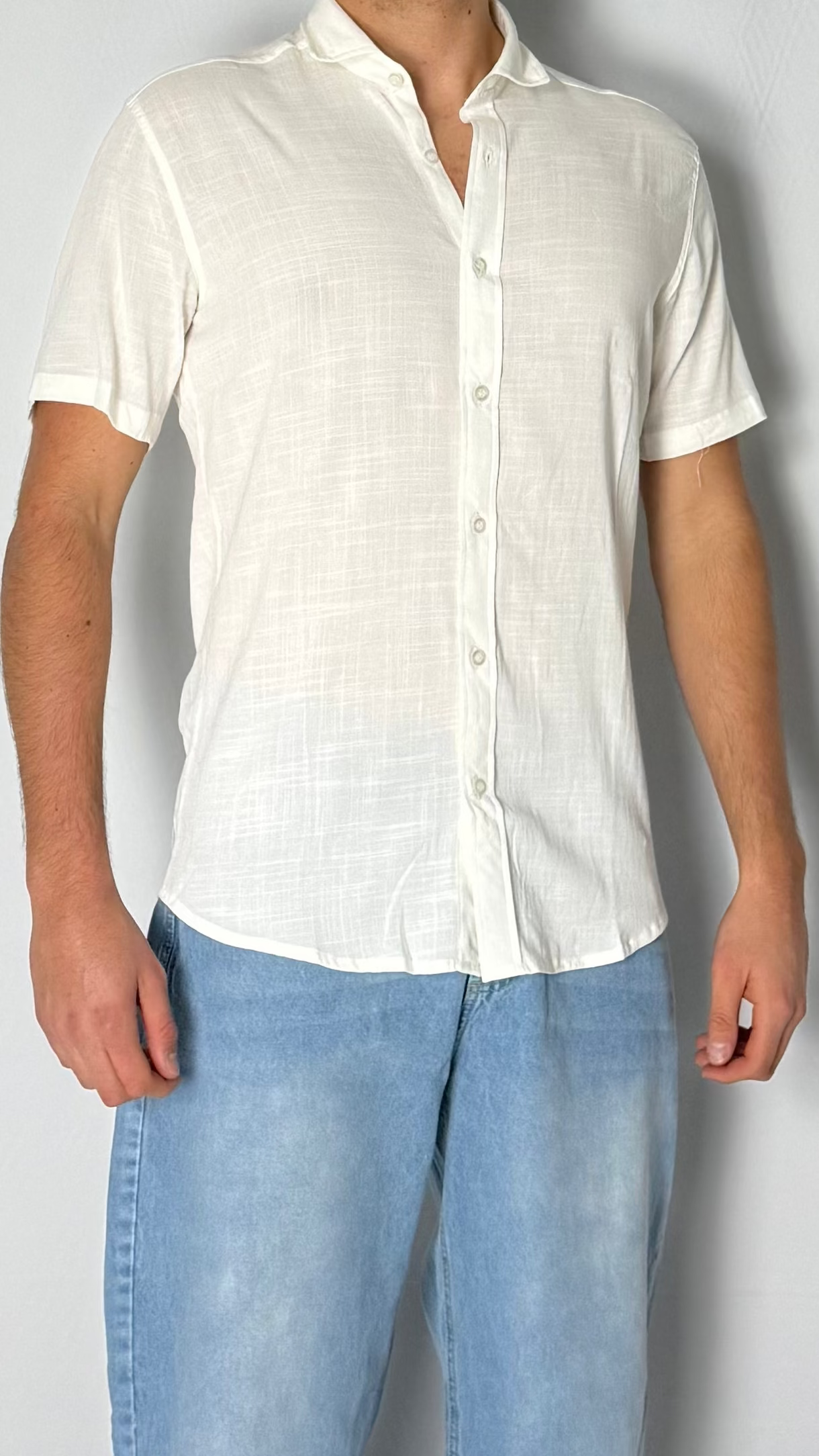 Camisa de lino Off White - Manga corta