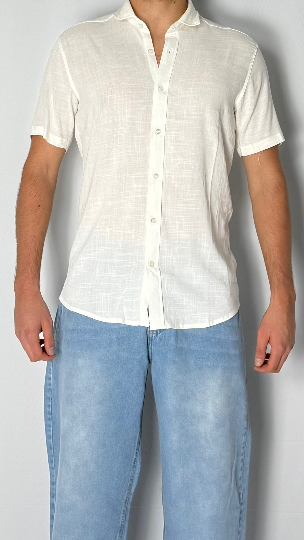 Camisa de lino Off White - Manga corta