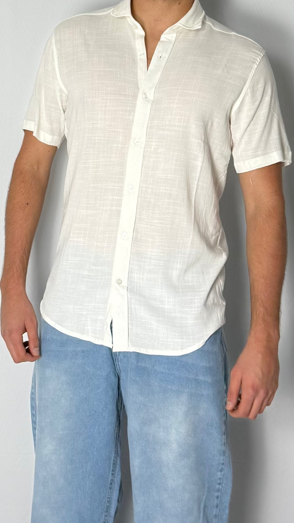 Camisa de lino Off White - Manga corta