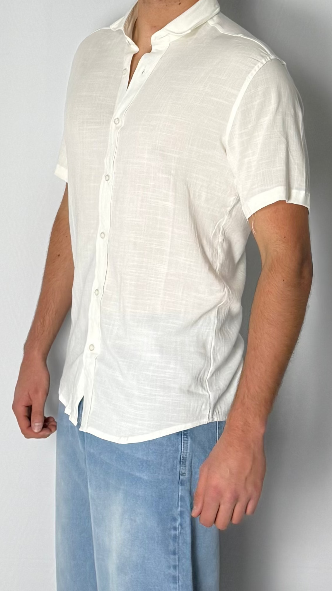 Camisa de lino Off White - Manga corta