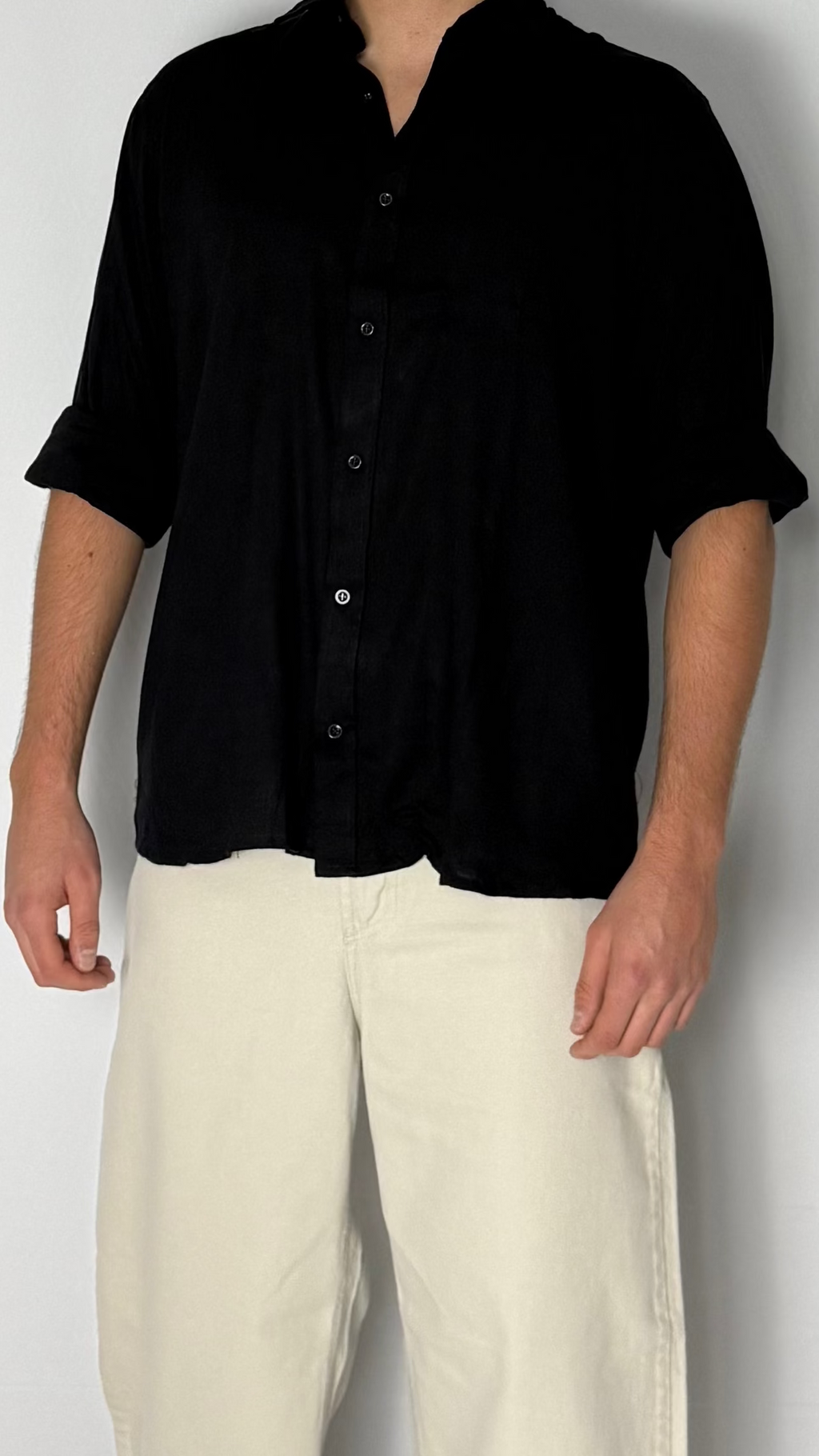 Camisa de lino Negra - Manga larga
