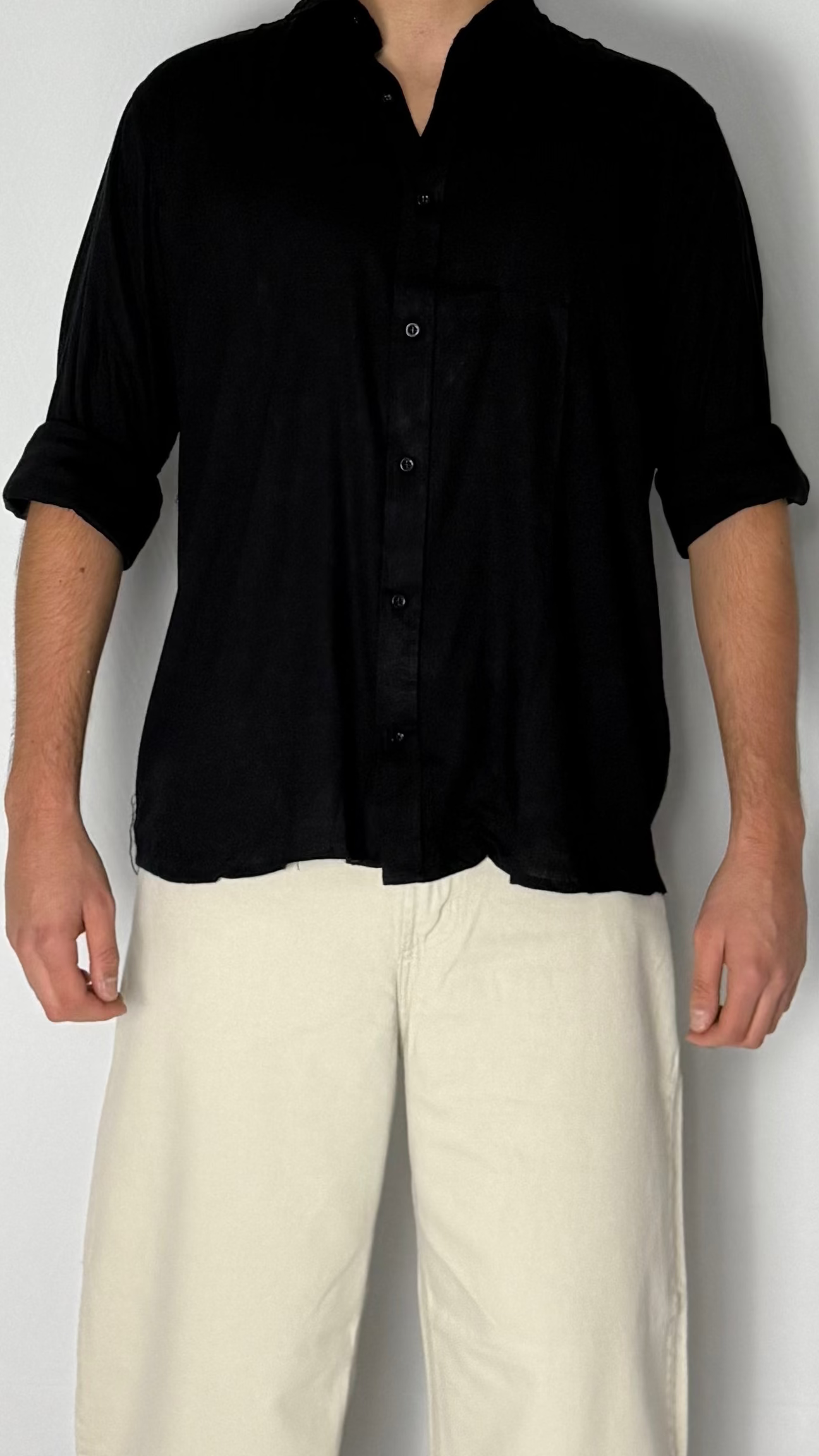 Camisa de lino Negra - Manga larga