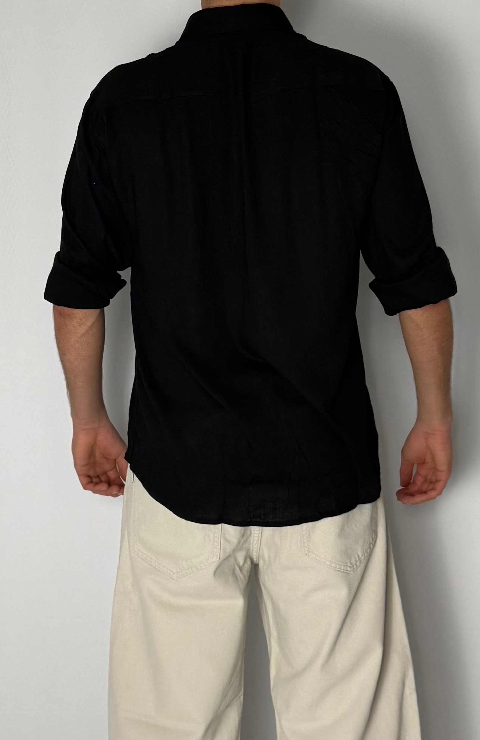 Camisa de lino Negra - Manga larga