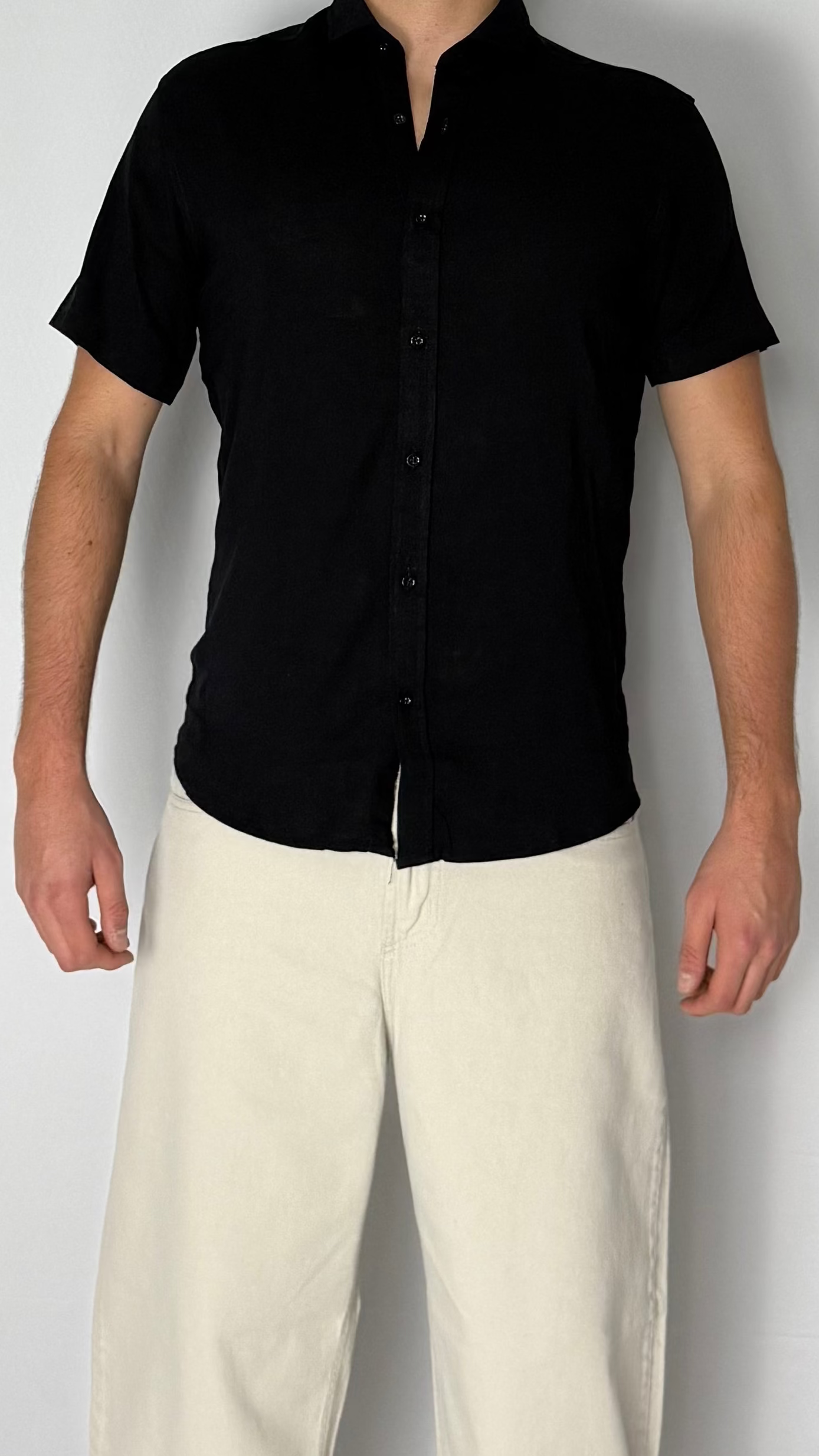 Camisa de lino Negra - Manga corta