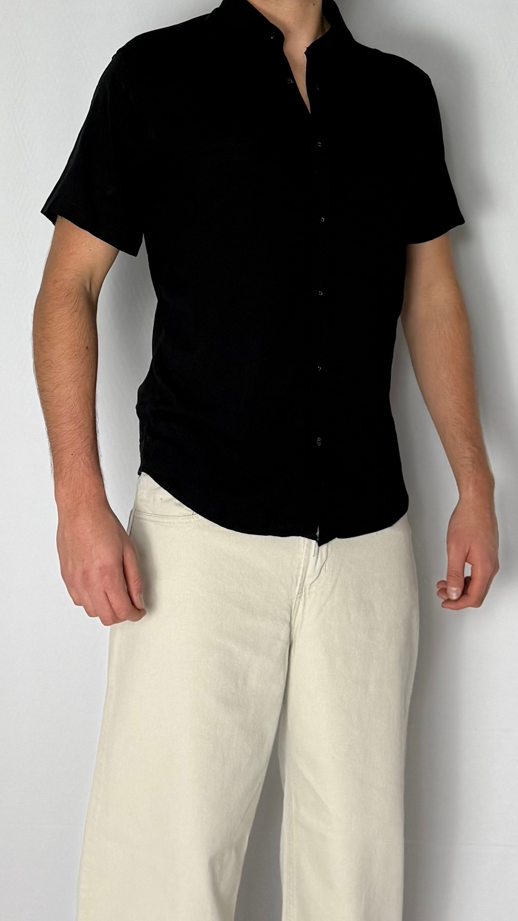 Camisa de lino Negra - Manga corta
