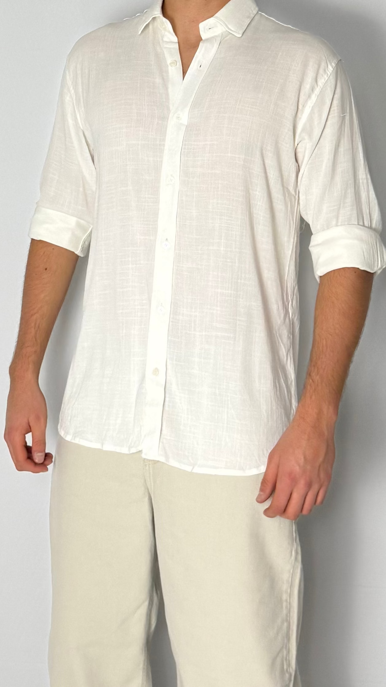Camisa de lino Off white - Manga larga