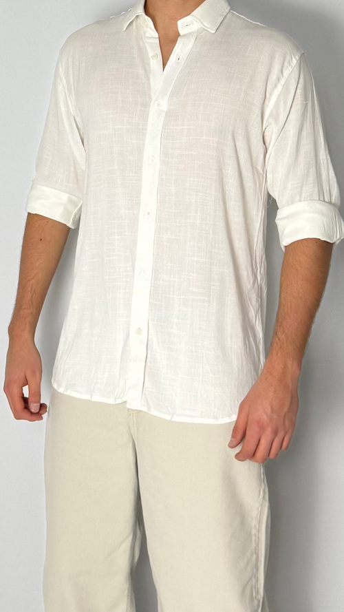 Camisa de lino Off white - Manga larga